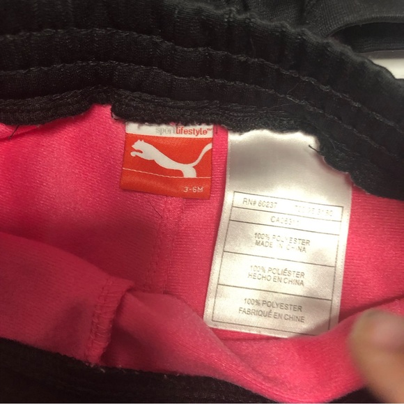 Puma Track Suit Girls 3-6 Month Logo Emblem Full Zip Jacket Pull On Pants - Picture 7 of 8